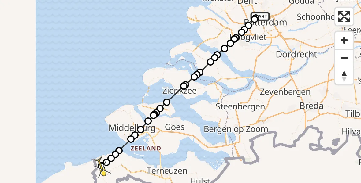 Routekaart van de vlucht: Lifeliner 2 naar Zuidzande