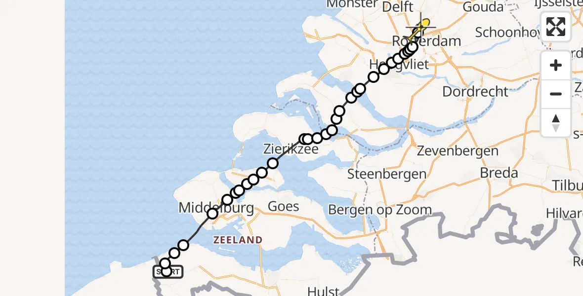 Routekaart van de vlucht: Lifeliner 2 naar Rotterdam The Hague Airport