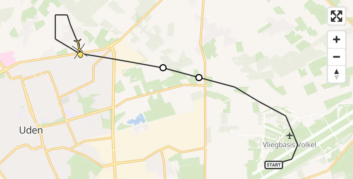 Routekaart van de vlucht: Lifeliner 3 naar Uden