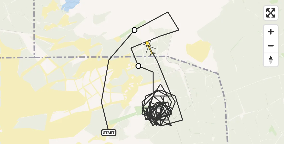 Routekaart van de vlucht: Politieheli naar Radio Kootwijk