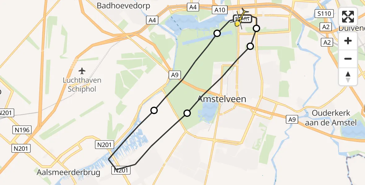 Routekaart van de vlucht: Lifeliner 1 naar VU Medisch Centrum Amsterdam
