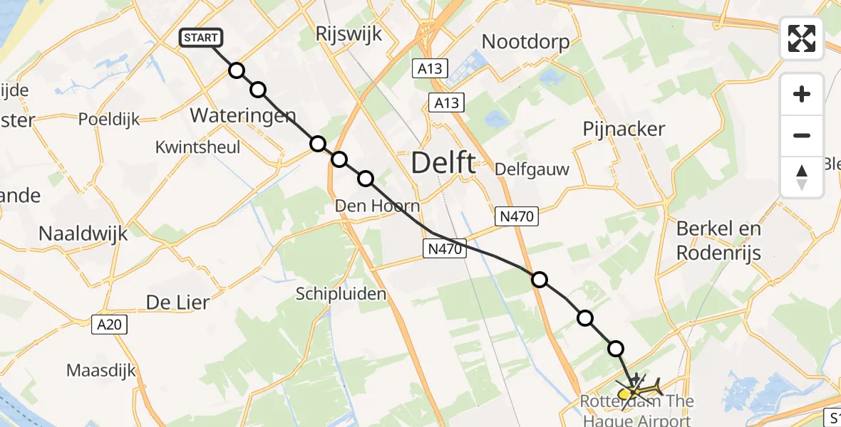 Routekaart van de vlucht: Lifeliner 2 naar Rotterdam The Hague Airport