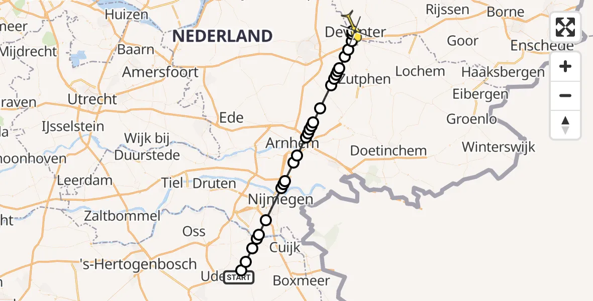 Routekaart van de vlucht: Lifeliner 3 naar Deventer