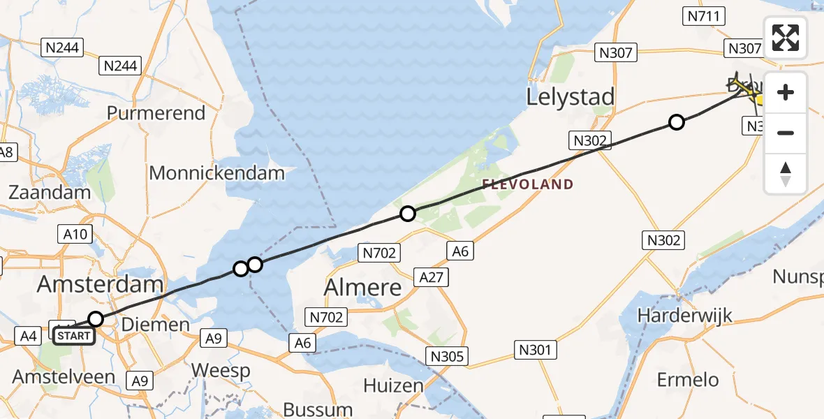 Routekaart van de vlucht: Lifeliner 1 naar Dronten