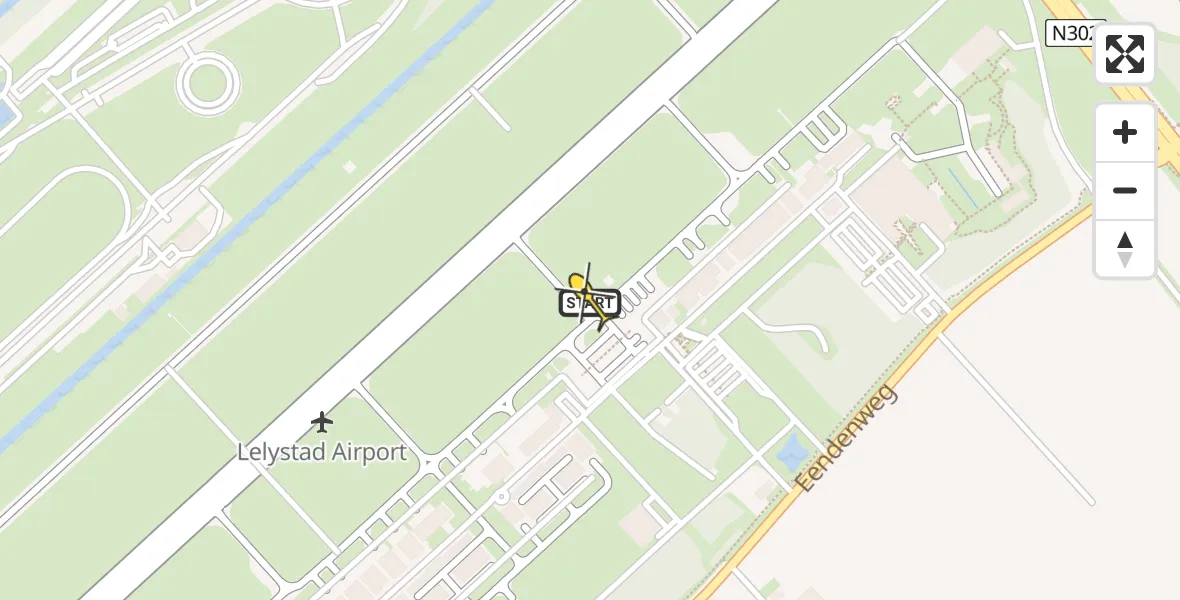 Vluchtroute Traumahelikopter van Lelystad Airport naar Lelystad Airport