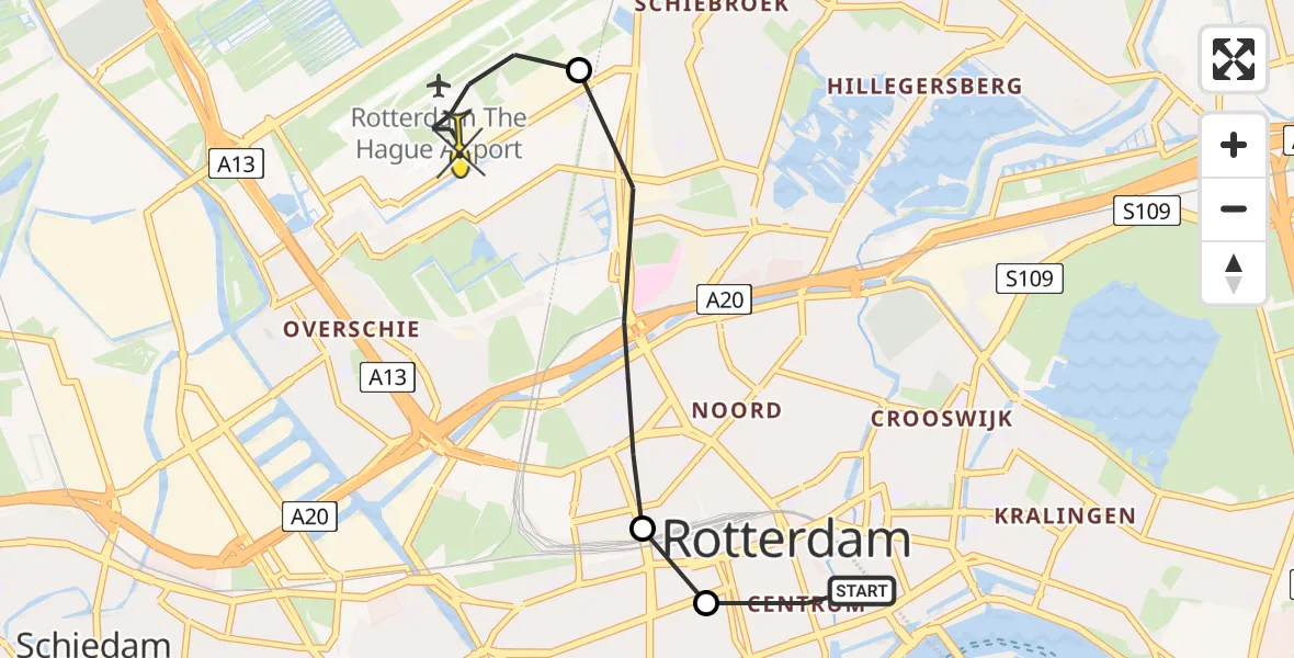 Routekaart van de vlucht: Lifeliner 2 naar Rotterdam The Hague Airport