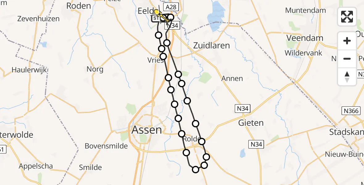 Routekaart van de vlucht: Lifeliner 4 naar Groningen Airport Eelde