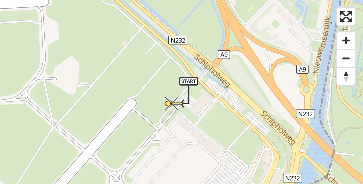 Vluchtroute Politiehelikopter van Schiphol naar Schiphol