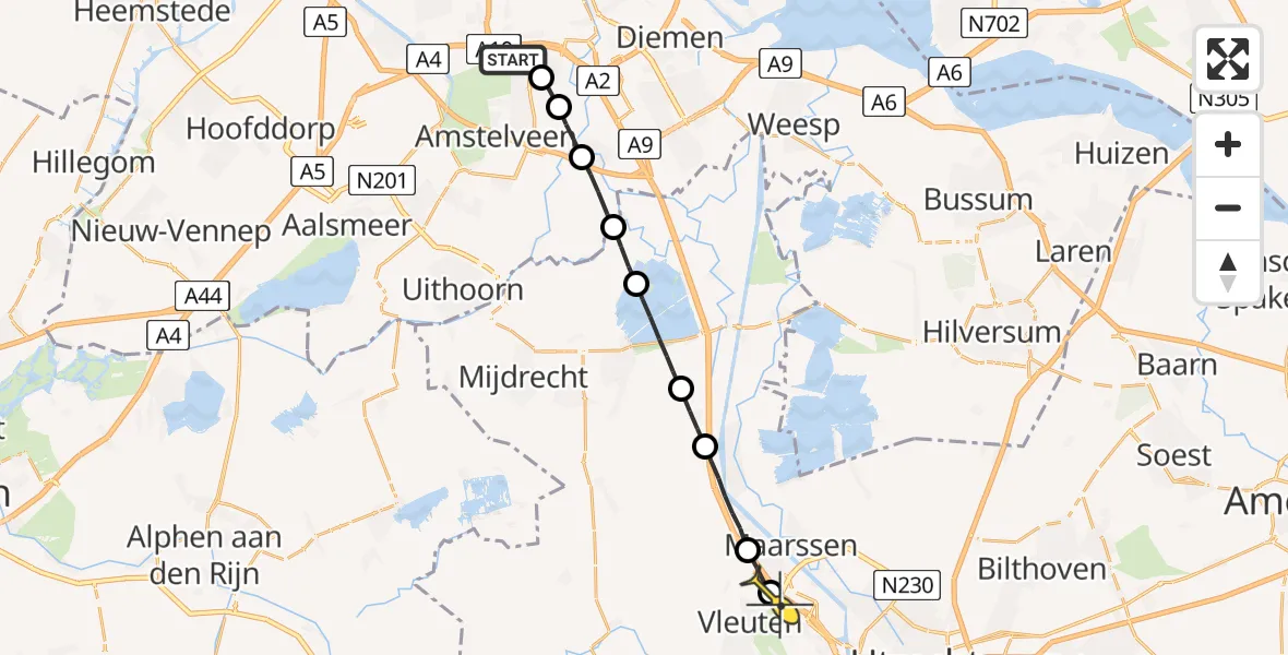 Routekaart van de vlucht: Lifeliner 1 naar Utrecht