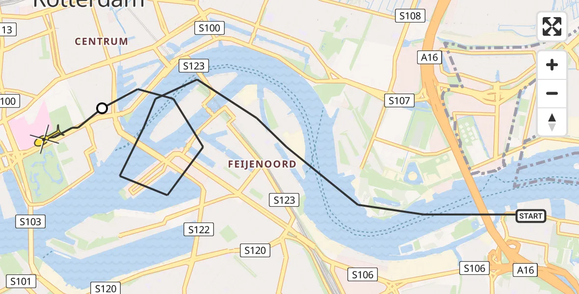 Routekaart van de vlucht: Lifeliner 2 naar Erasmus MC