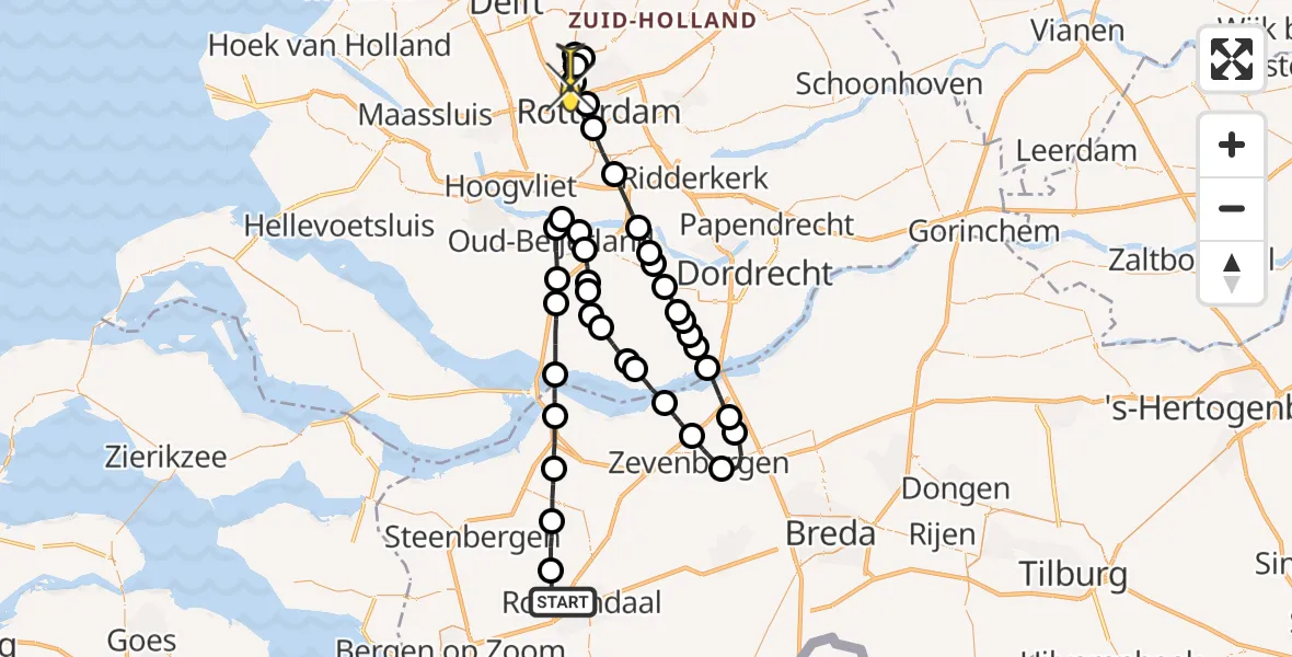 Routekaart van de vlucht: Lifeliner 2 naar Rotterdam The Hague Airport