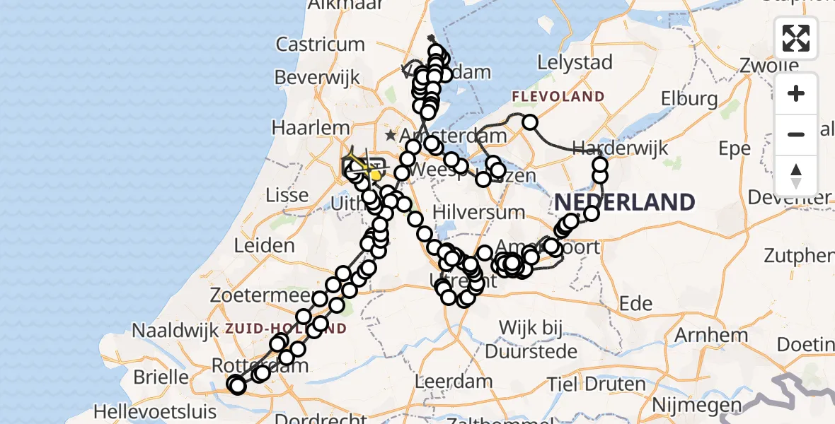 Vluchtroute Politiehelikopter van Schiphol naar Schiphol