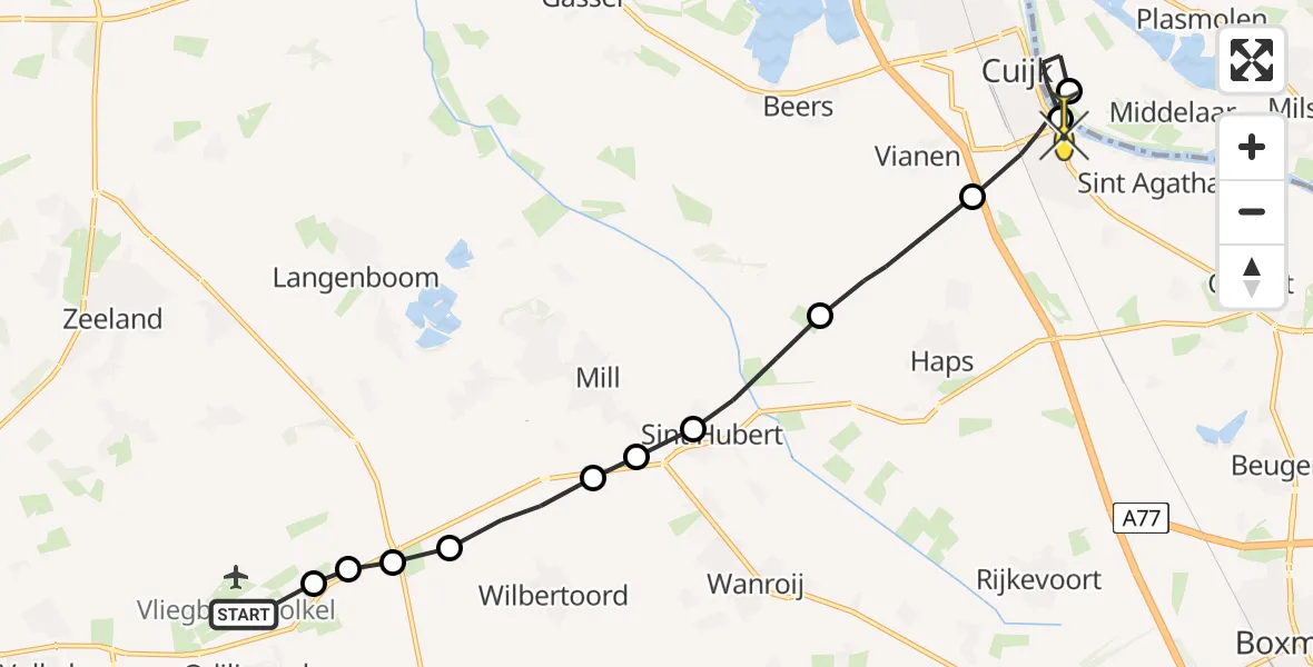 Routekaart van de vlucht: Lifeliner 3 naar Sint Agatha