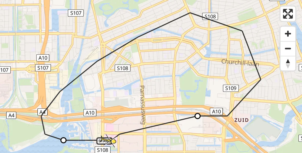 Routekaart van de vlucht: Lifeliner 1 naar VU Medisch Centrum Amsterdam