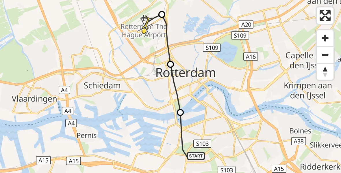 Routekaart van de vlucht: Lifeliner 2 naar Rotterdam The Hague Airport