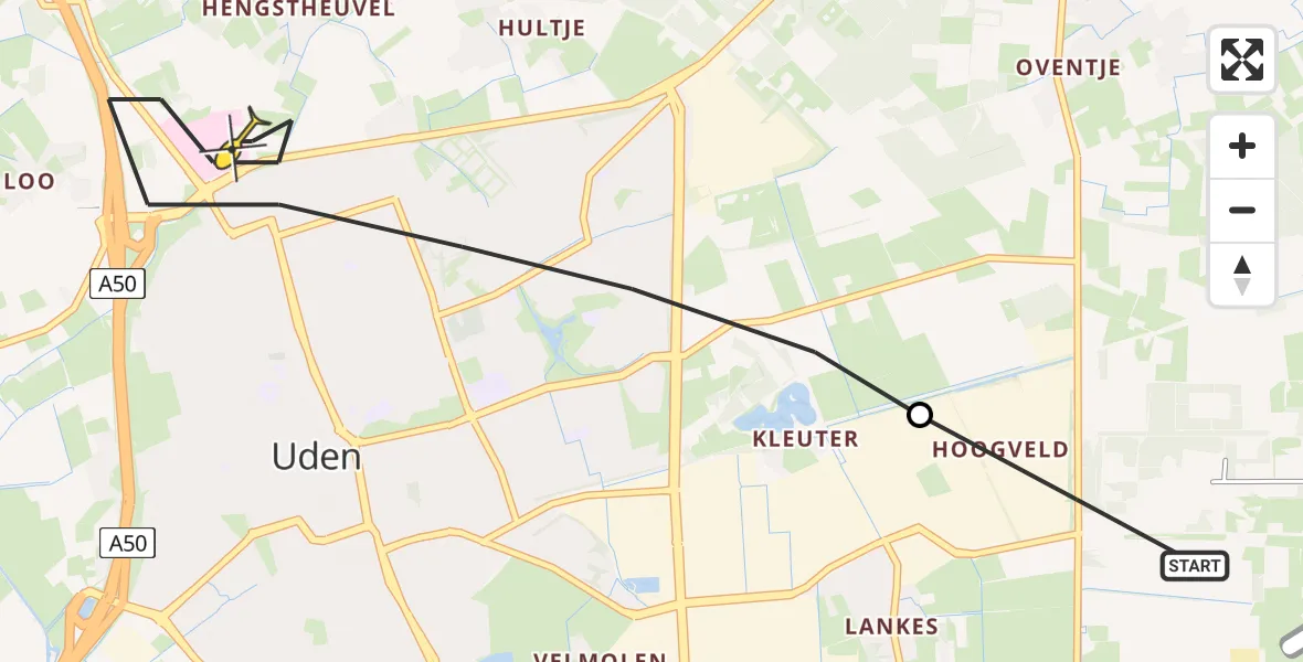 Routekaart van de vlucht: Lifeliner 3 naar Uden