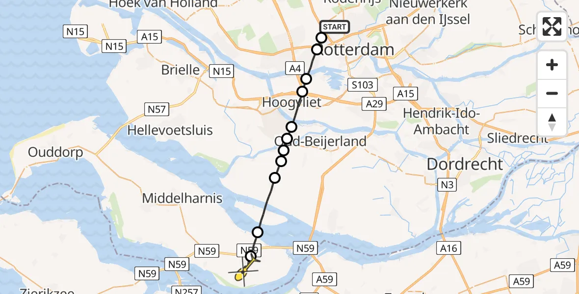 Routekaart van de vlucht: Lifeliner 2 naar Achthuizen