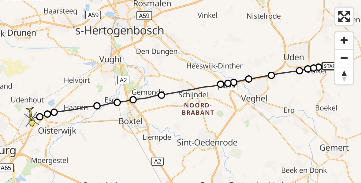 Routekaart van de vlucht: Lifeliner 3 naar Berkel-Enschot