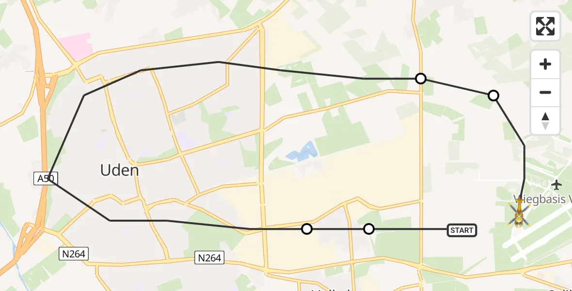 Vluchtroute Traumahelikopter Vliegbasis Volkel - Vliegbasis Volkel, 17 november 2022, 16:09