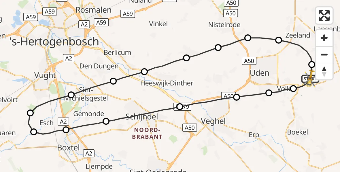 Vluchtroute Traumahelikopter Vliegbasis Volkel - Vliegbasis Volkel, 17 november 2022, 16:14