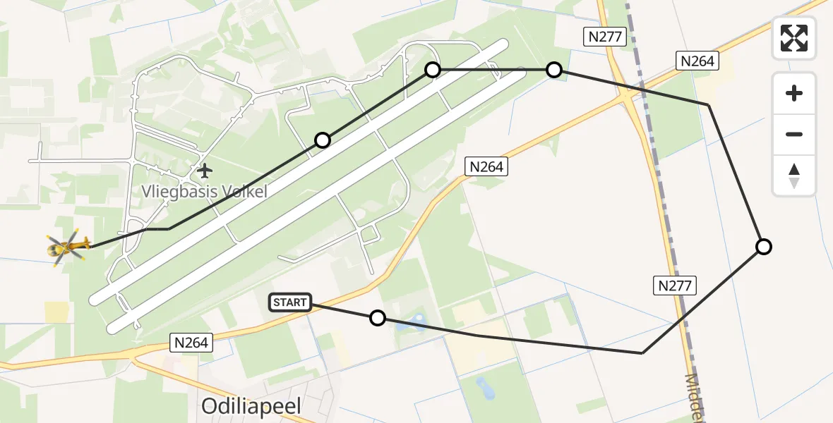 Vluchtroute Traumahelikopter Vliegbasis Volkel - Vliegbasis Volkel, 17 november 2022, 16:50