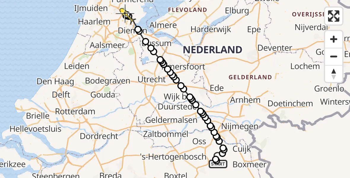 Routekaart van de vlucht: Lifeliner 3 naar Landsmeer