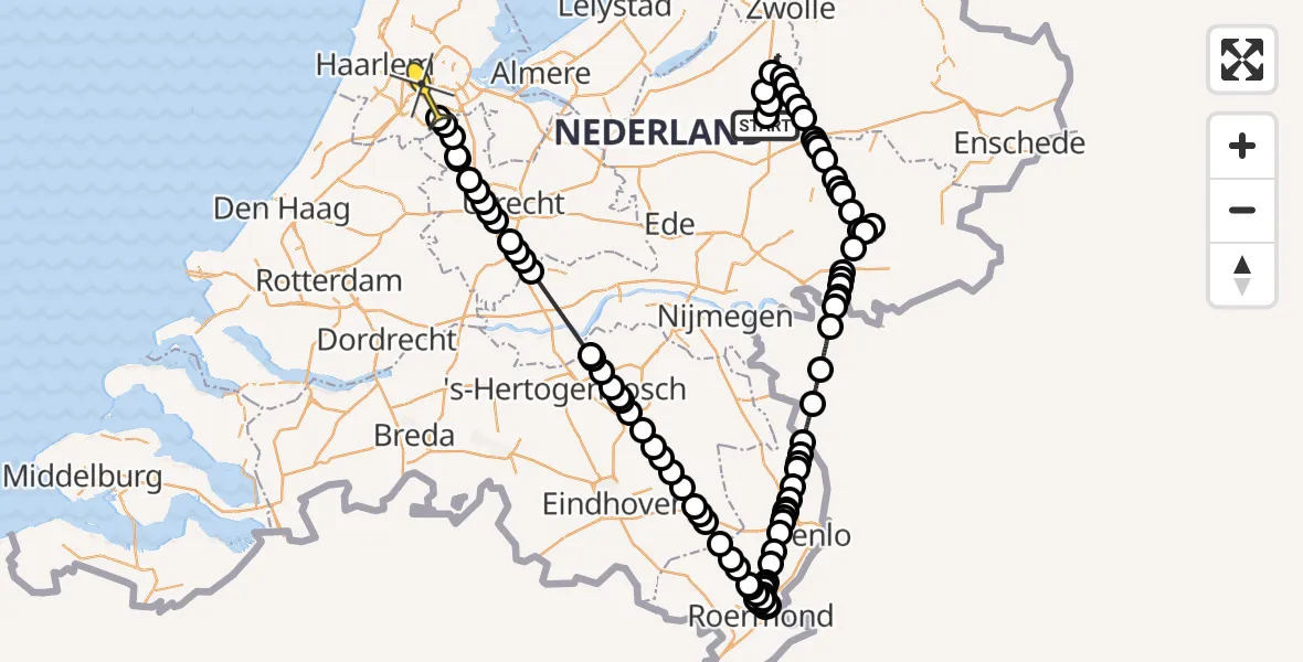 Routekaart van de vlucht: Politieheli naar Badhoevedorp