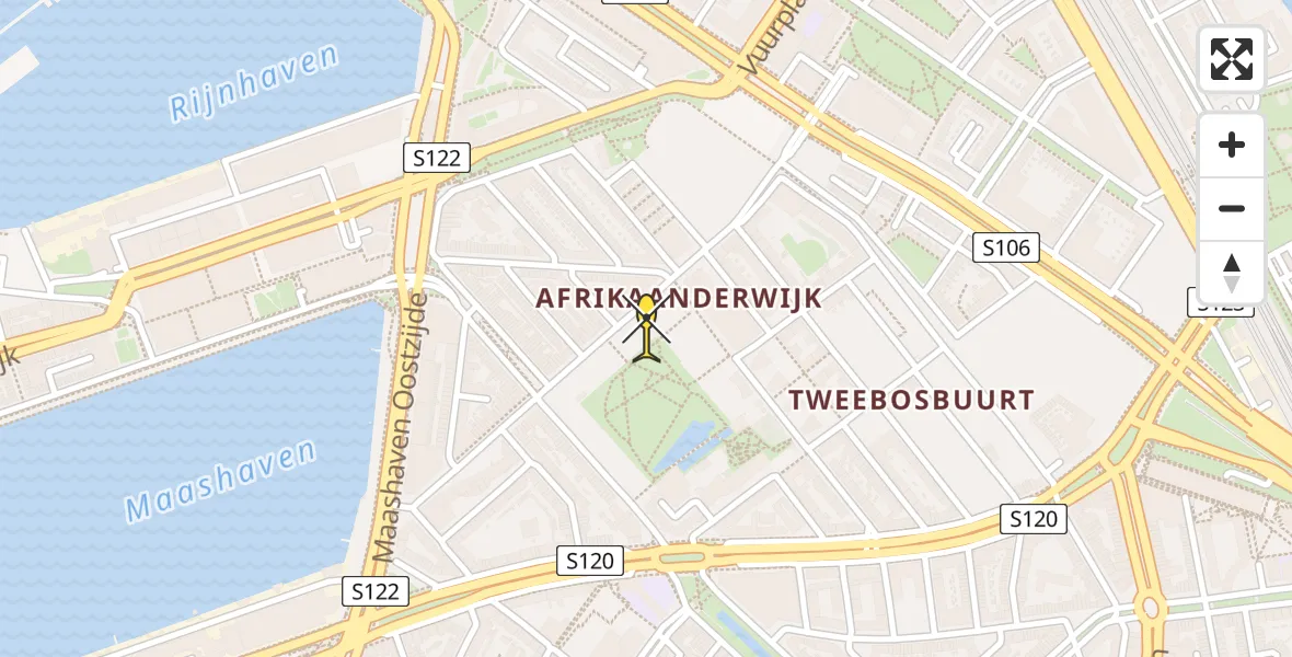 Vluchtroute Politiehelikopter van Rotterdam naar Rotterdam