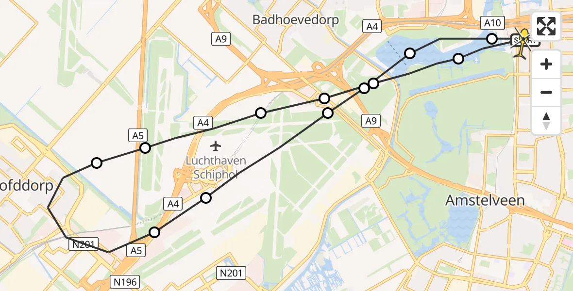 Routekaart van de vlucht: Lifeliner 1 naar VU Medisch Centrum Amsterdam