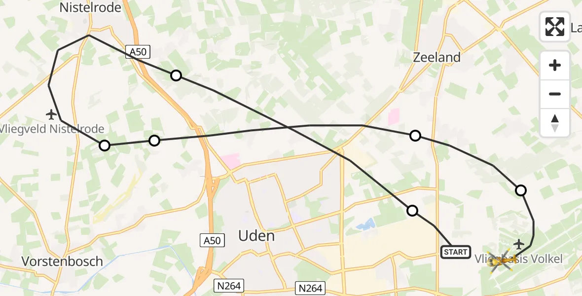 Vluchtroute Traumahelikopter Vliegbasis Volkel - Vliegbasis Volkel, 18 november 2022, 00:17