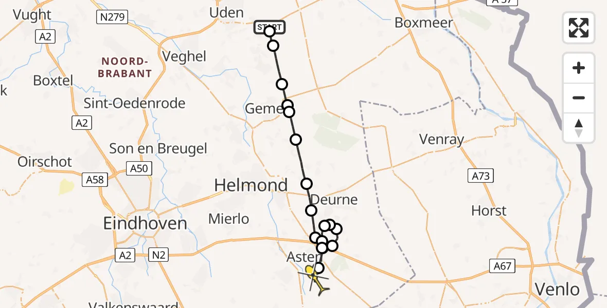 Routekaart van de vlucht: Lifeliner 3 naar Heusden