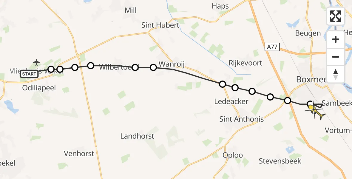 Routekaart van de vlucht: Lifeliner 3 naar Sambeek