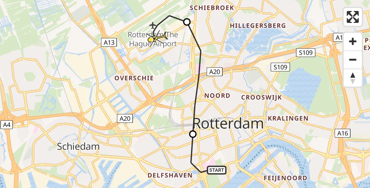 Routekaart van de vlucht: Lifeliner 2 naar Rotterdam The Hague Airport