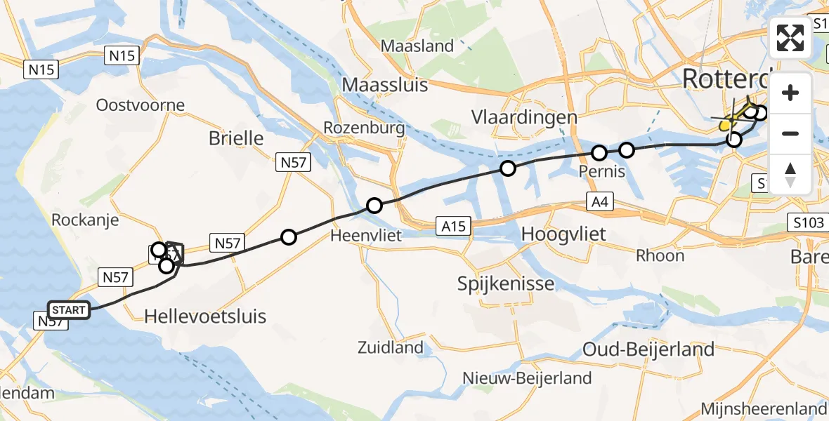 Routekaart van de vlucht: Lifeliner 2 naar Erasmus MC