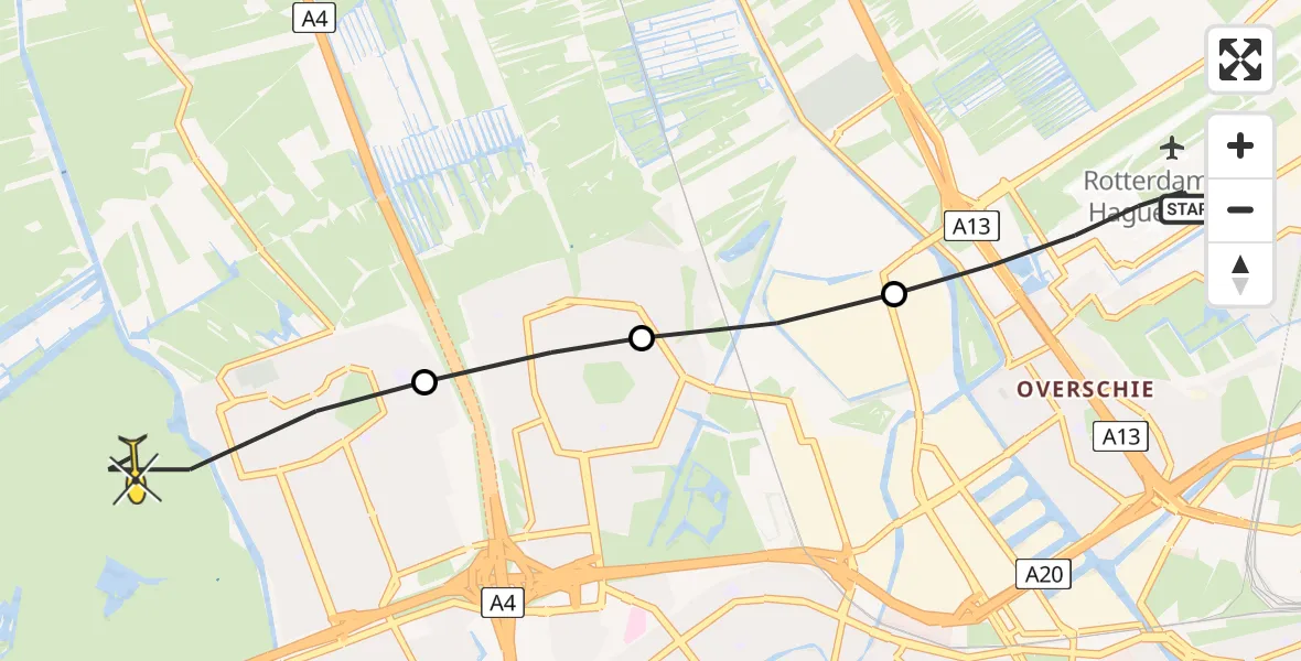 Routekaart van de vlucht: Lifeliner 2 naar Vlaardingen