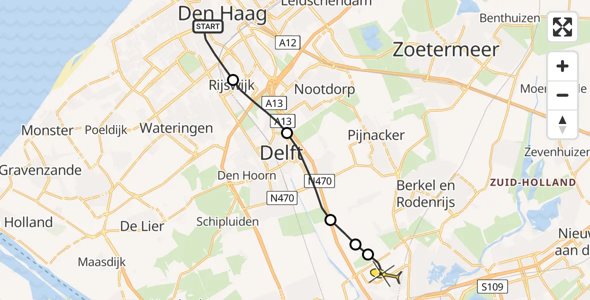 Routekaart van de vlucht: Lifeliner 2 naar Rotterdam The Hague Airport