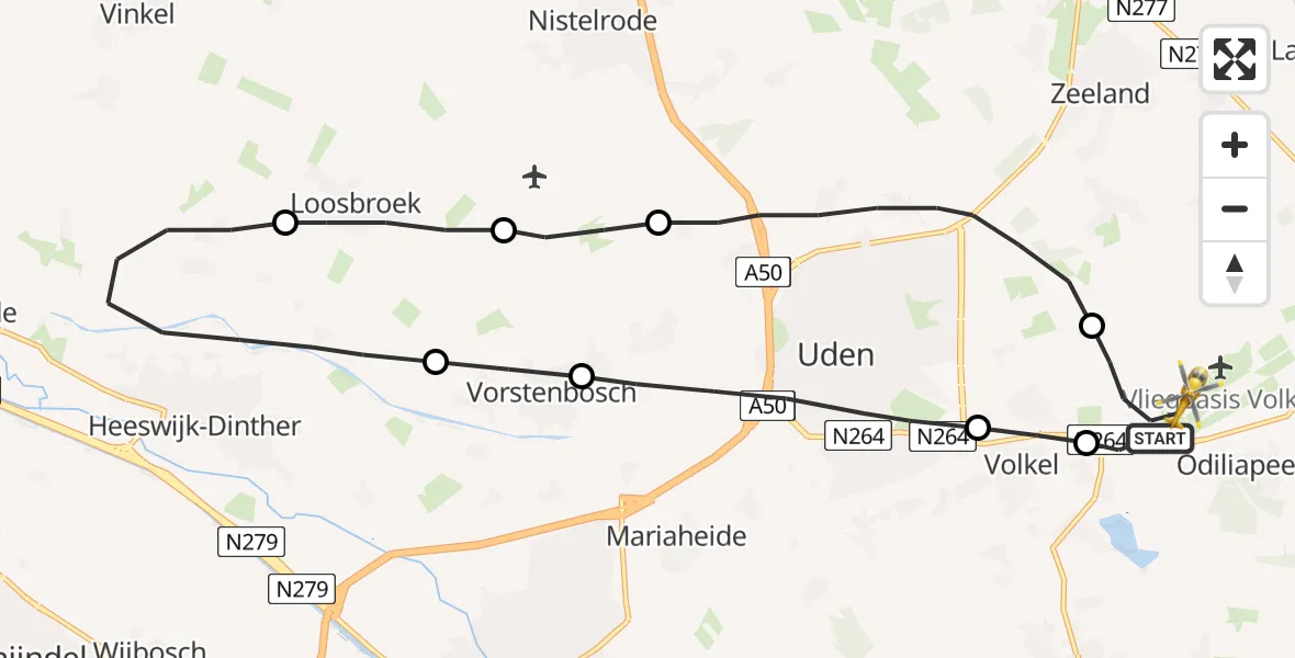Vluchtroute Traumahelikopter Vliegbasis Volkel - Vliegbasis Volkel, 19 november 2022, 07:54