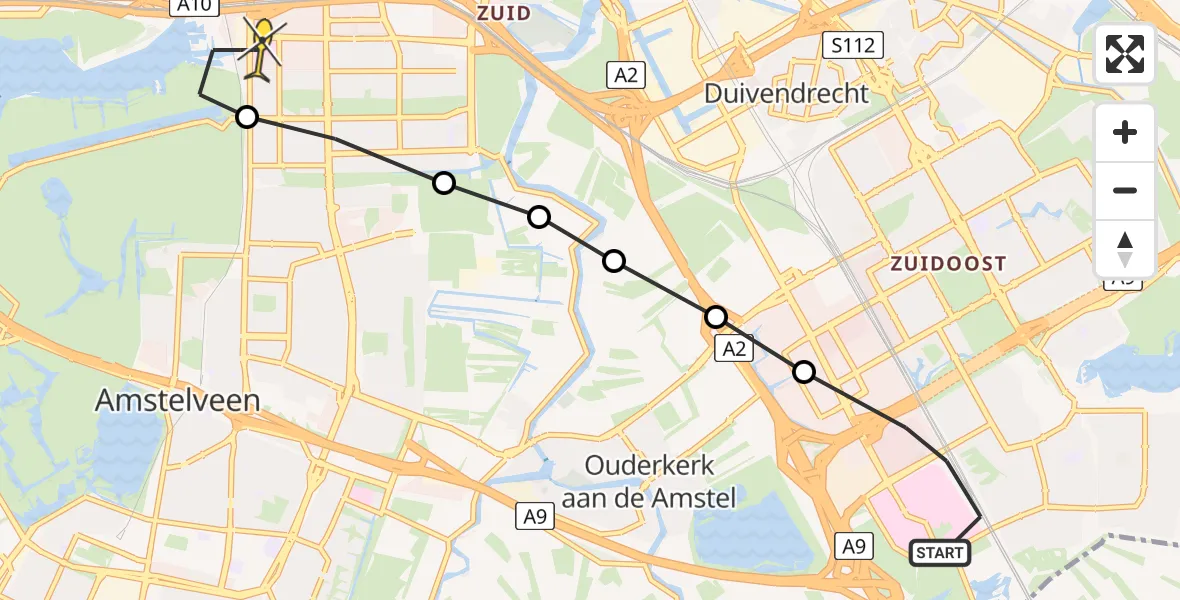 Routekaart van de vlucht: Lifeliner 1 naar VU Medisch Centrum Amsterdam