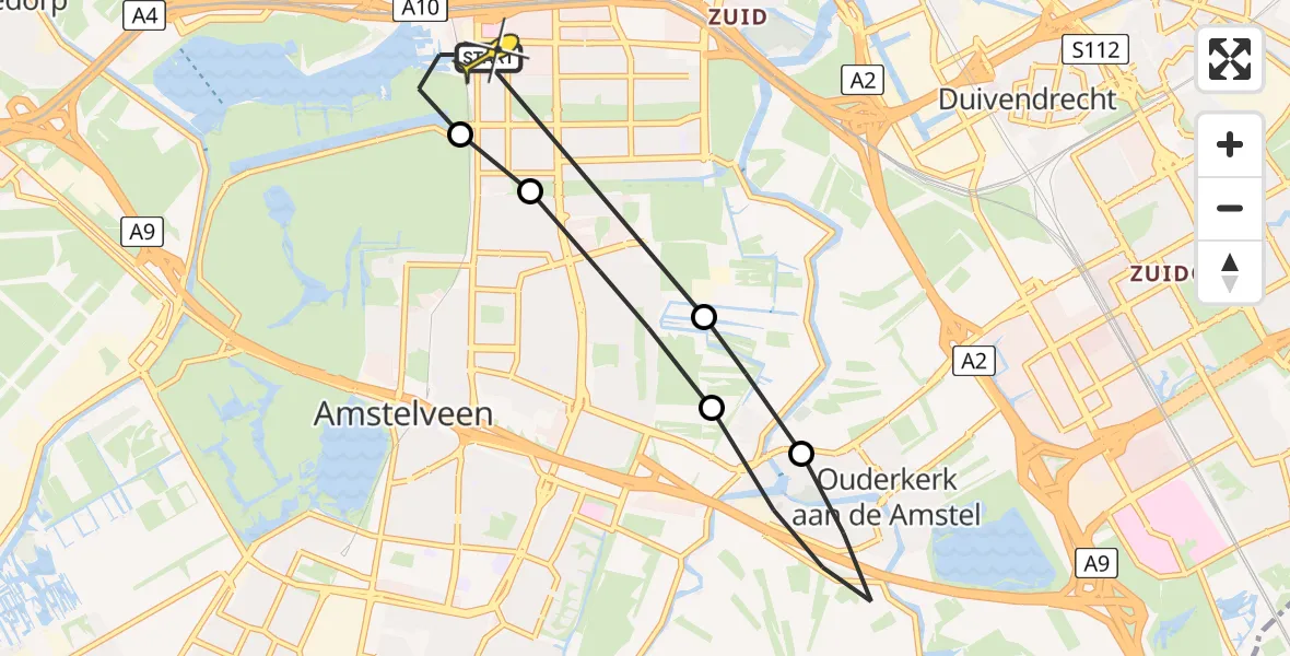 Routekaart van de vlucht: Lifeliner 1 naar VU Medisch Centrum Amsterdam