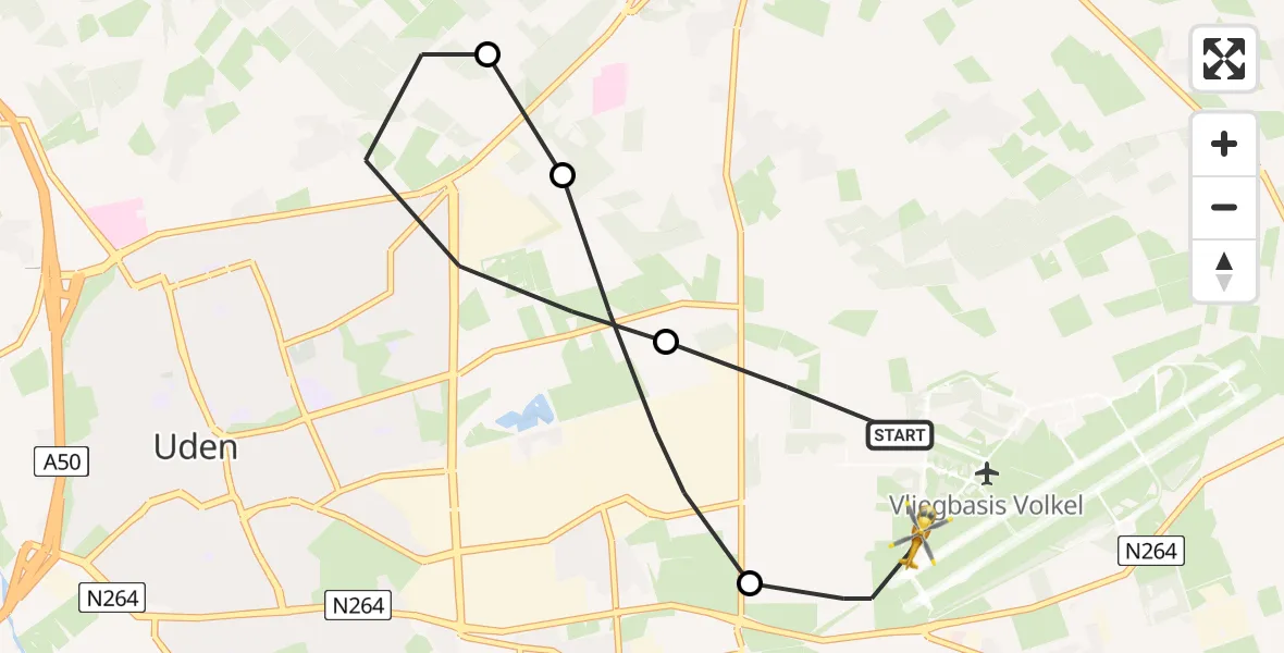 Vluchtroute Traumahelikopter Vliegbasis Volkel - Vliegbasis Volkel, 19 november 2022, 11:16