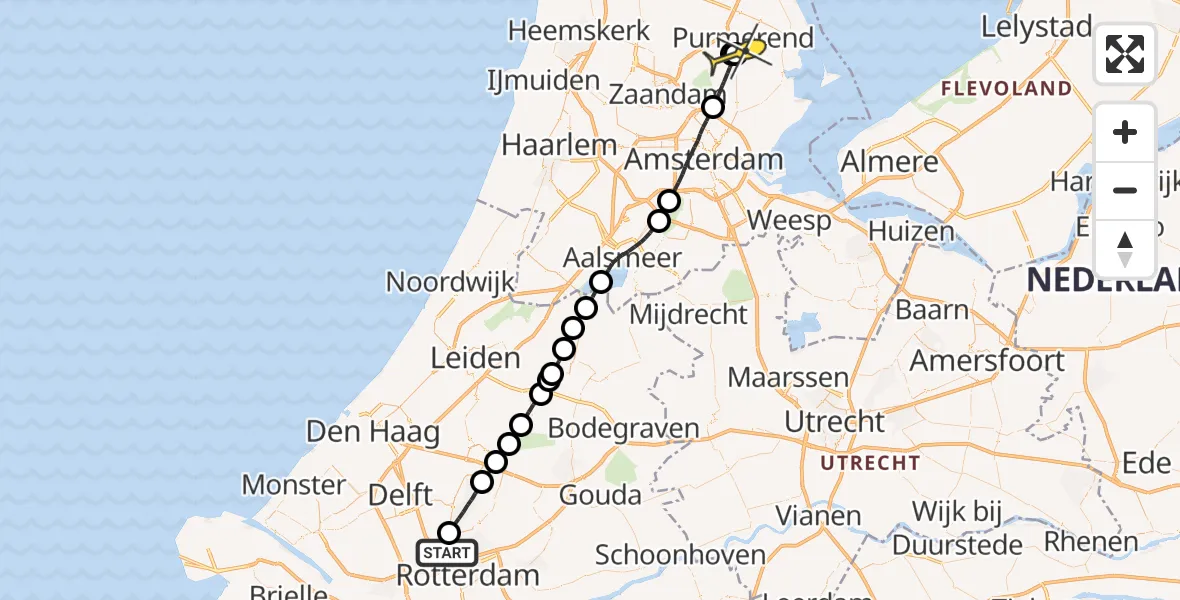 Routekaart van de vlucht: Lifeliner 2 naar Purmerend