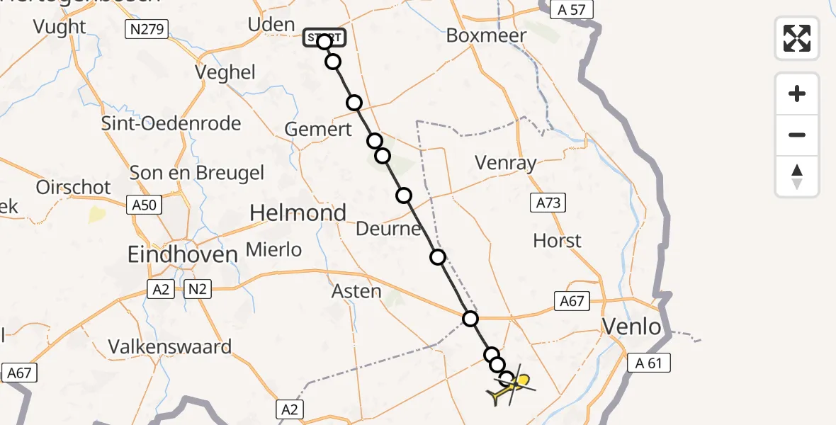 Routekaart van de vlucht: Lifeliner 3 naar Egchel