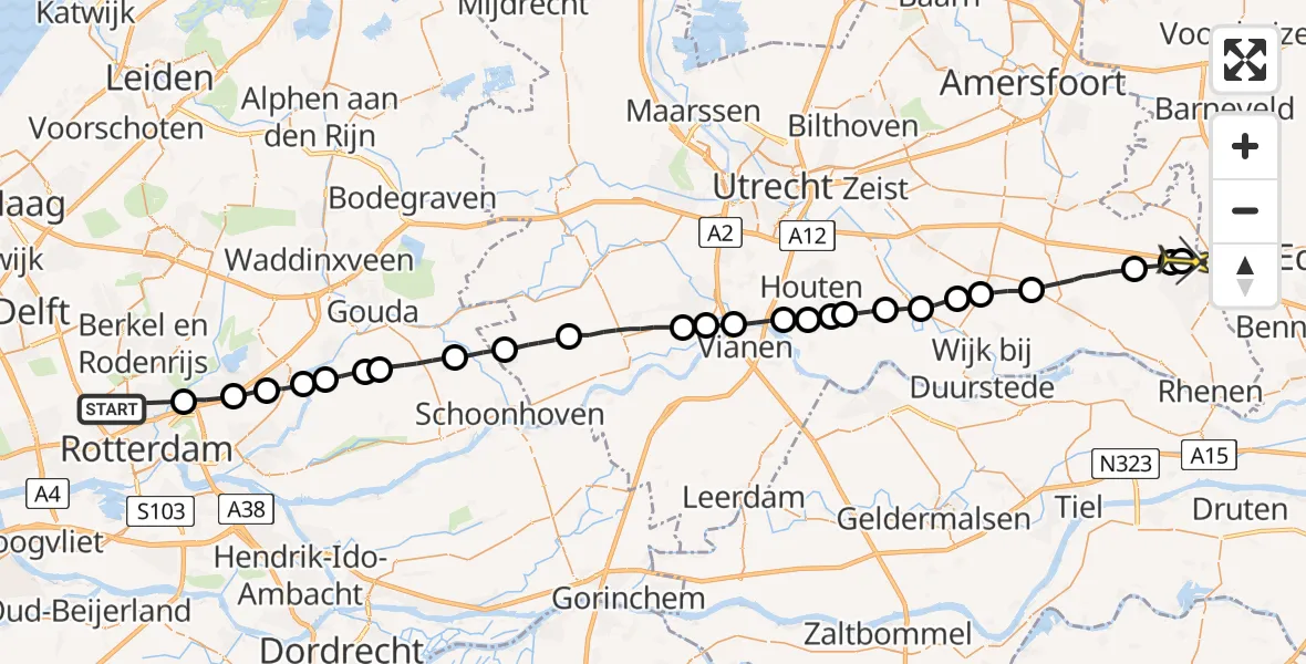 Routekaart van de vlucht: Lifeliner 2 naar Veenendaal