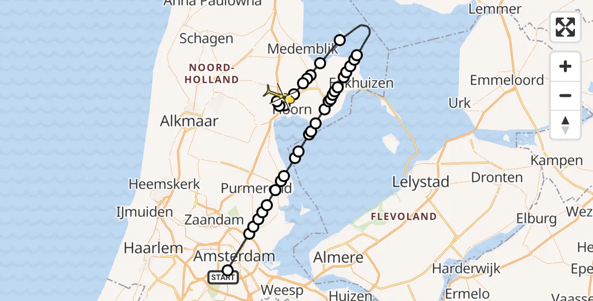 Routekaart van de vlucht: Lifeliner 1 naar Wognum