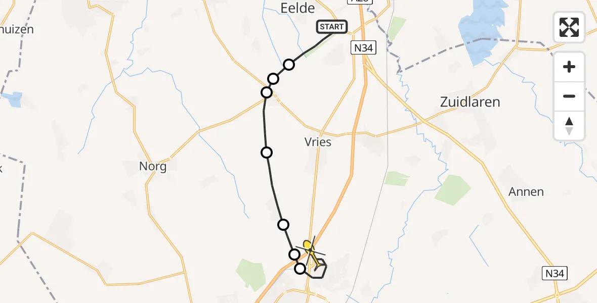 Routekaart van de vlucht: Lifeliner 4 naar Assen