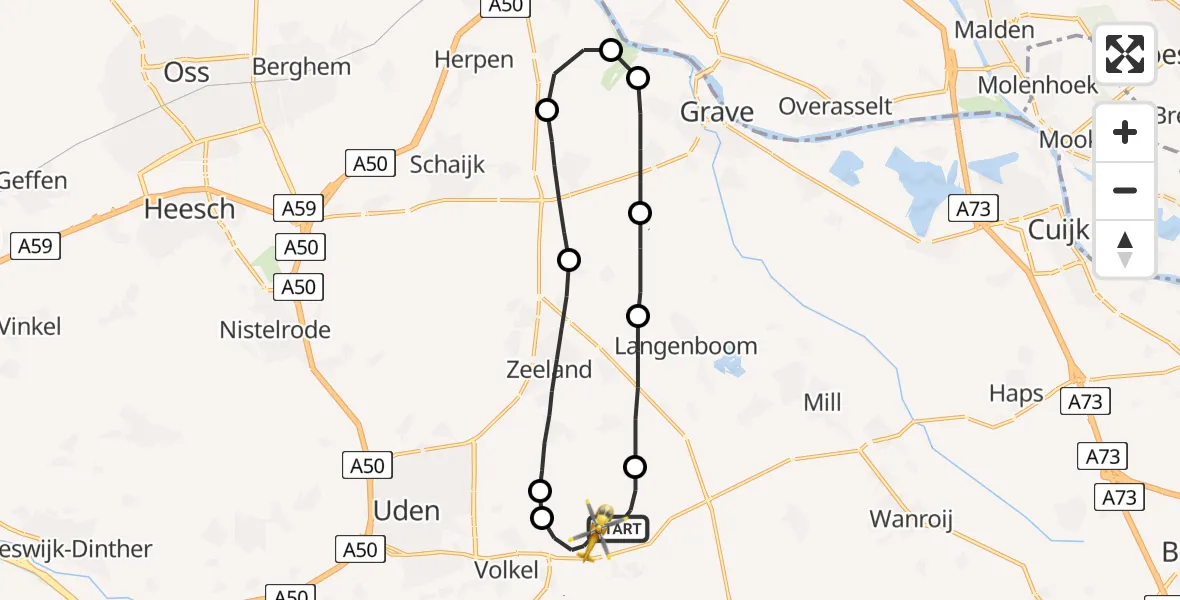 Vluchtroute Traumahelikopter Vliegbasis Volkel - Vliegbasis Volkel, 19 november 2022, 17:47