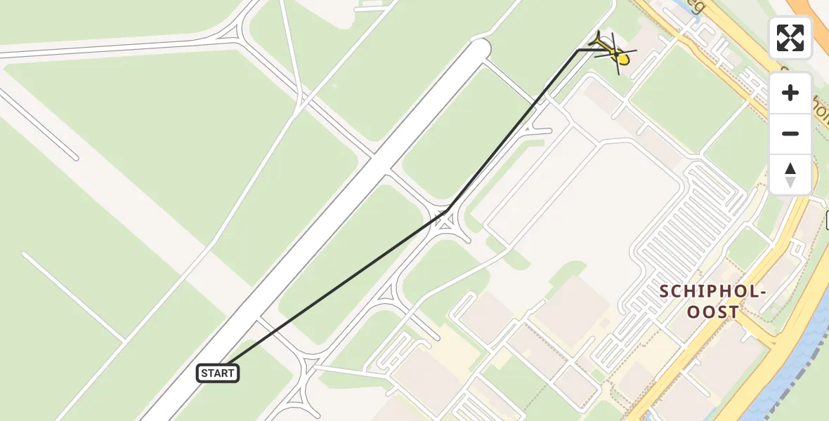 Routekaart van de vlucht: Politiehelikopter naar Schiphol