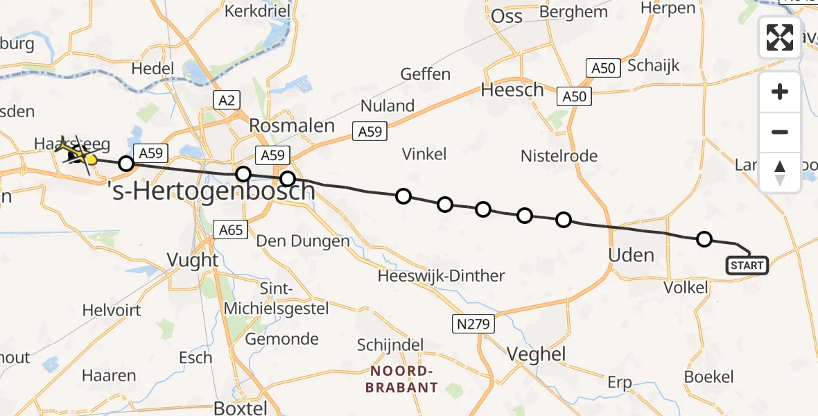 Routekaart van de vlucht: Lifeliner 3 naar Haarsteeg