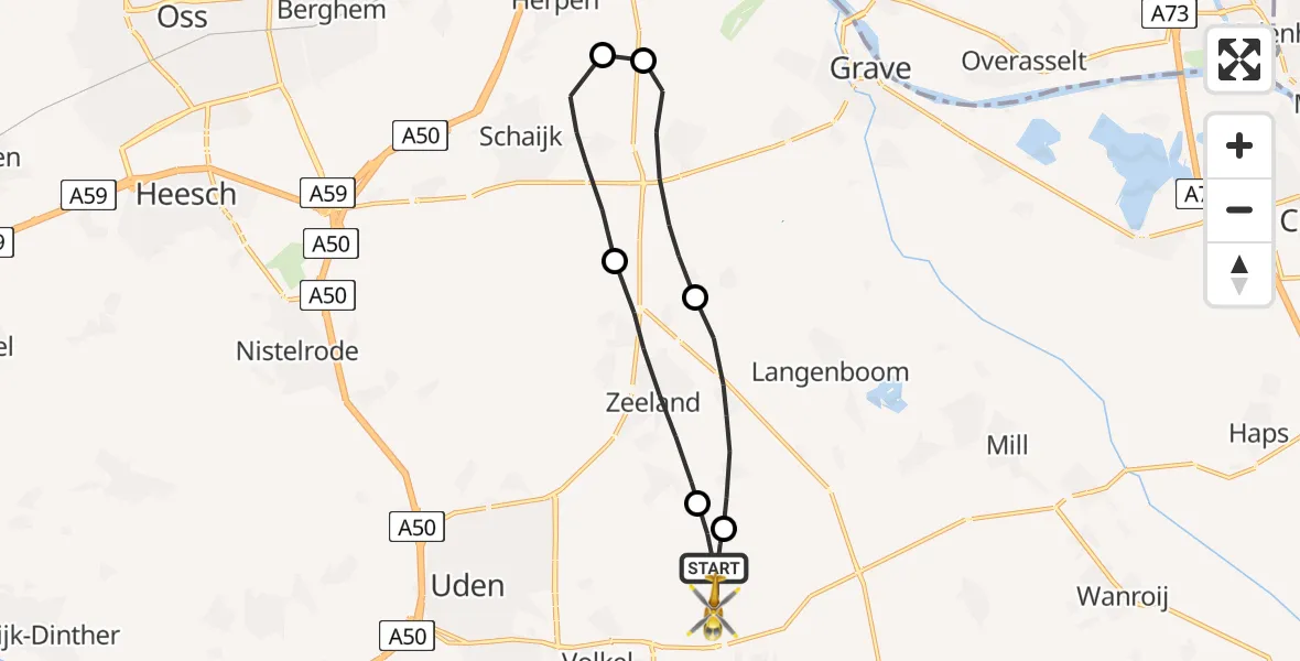 Vluchtroute Traumahelikopter Vliegbasis Volkel - Vliegbasis Volkel, 20 november 2022, 06:54