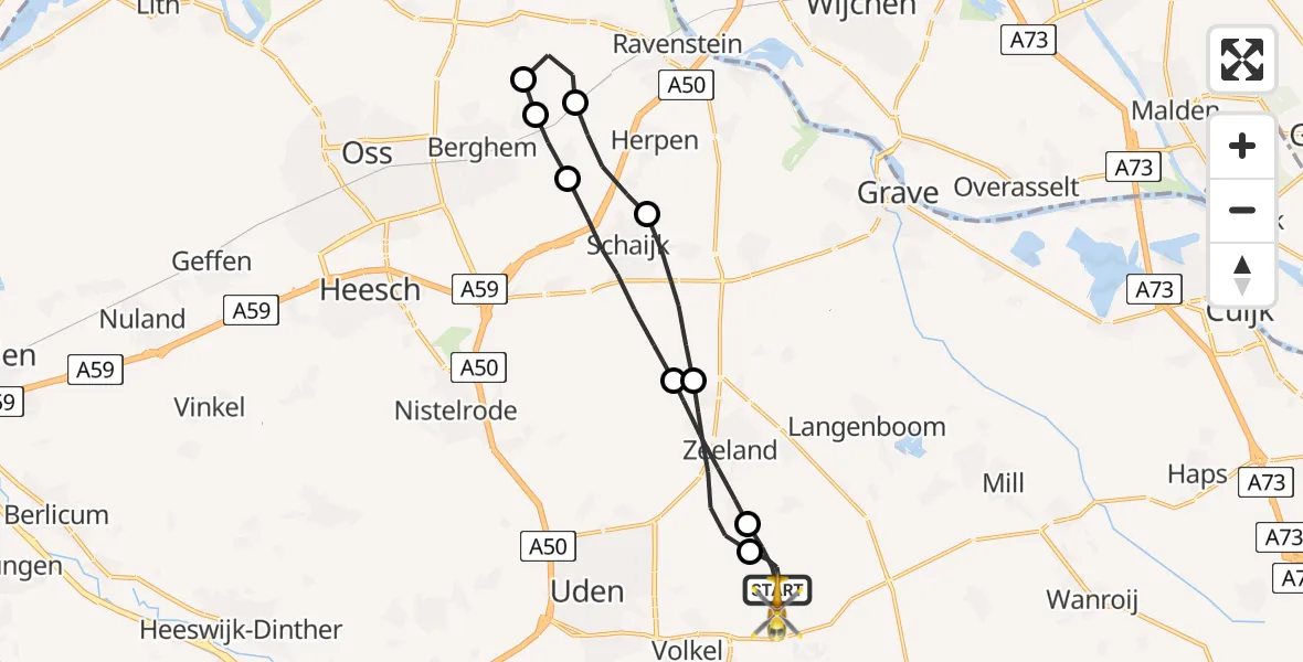 Vluchtroute Traumahelikopter Vliegbasis Volkel - Vliegbasis Volkel, 20 november 2022, 07:49